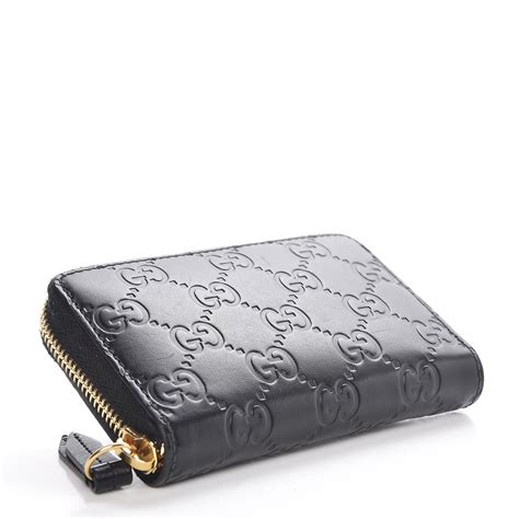 GUCCI Microguccissima Zip Around Card Case Black